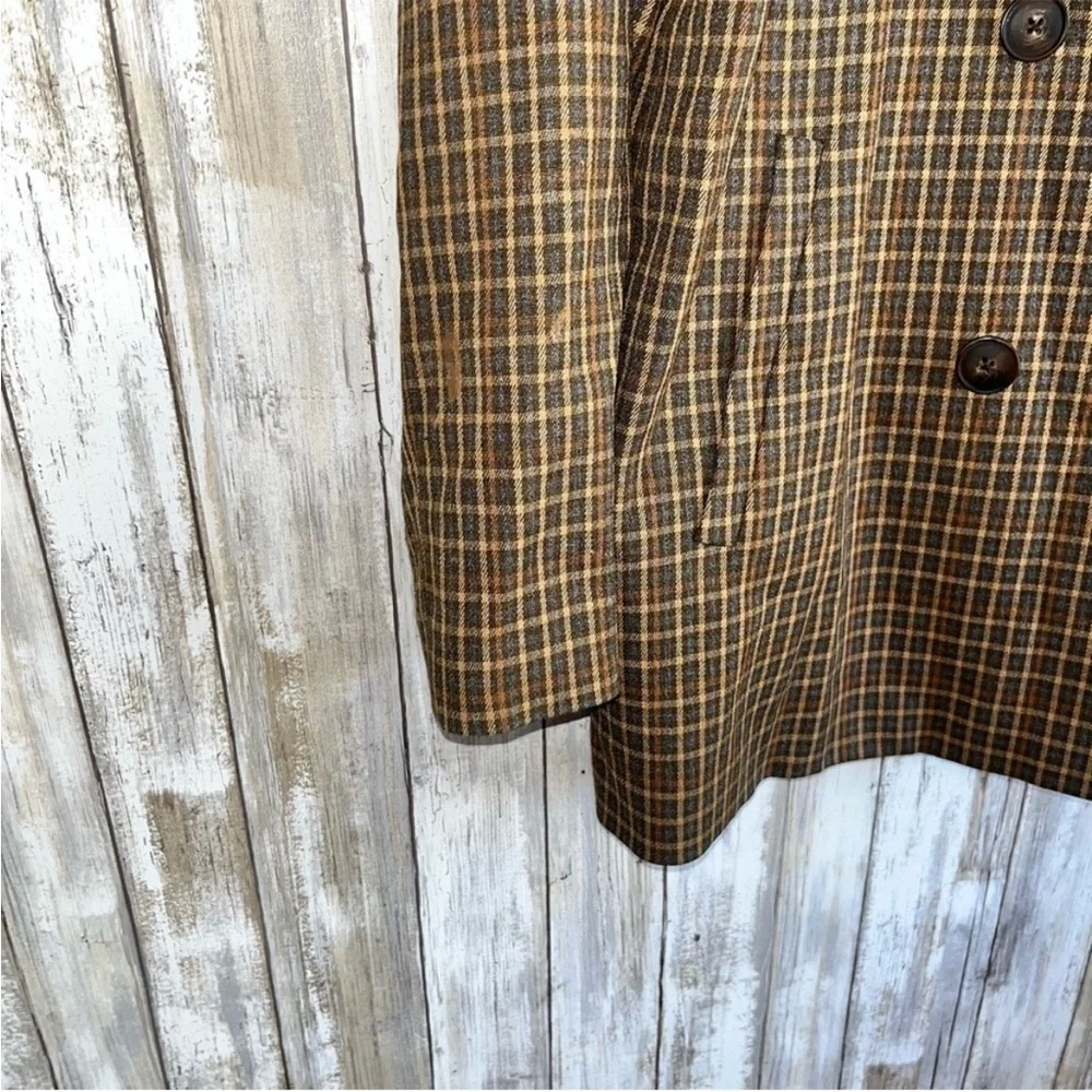 Madewell Caldwell Blazer Mandell Plaid Double Breasted Brown Tan Size L - Picture 6 of 7